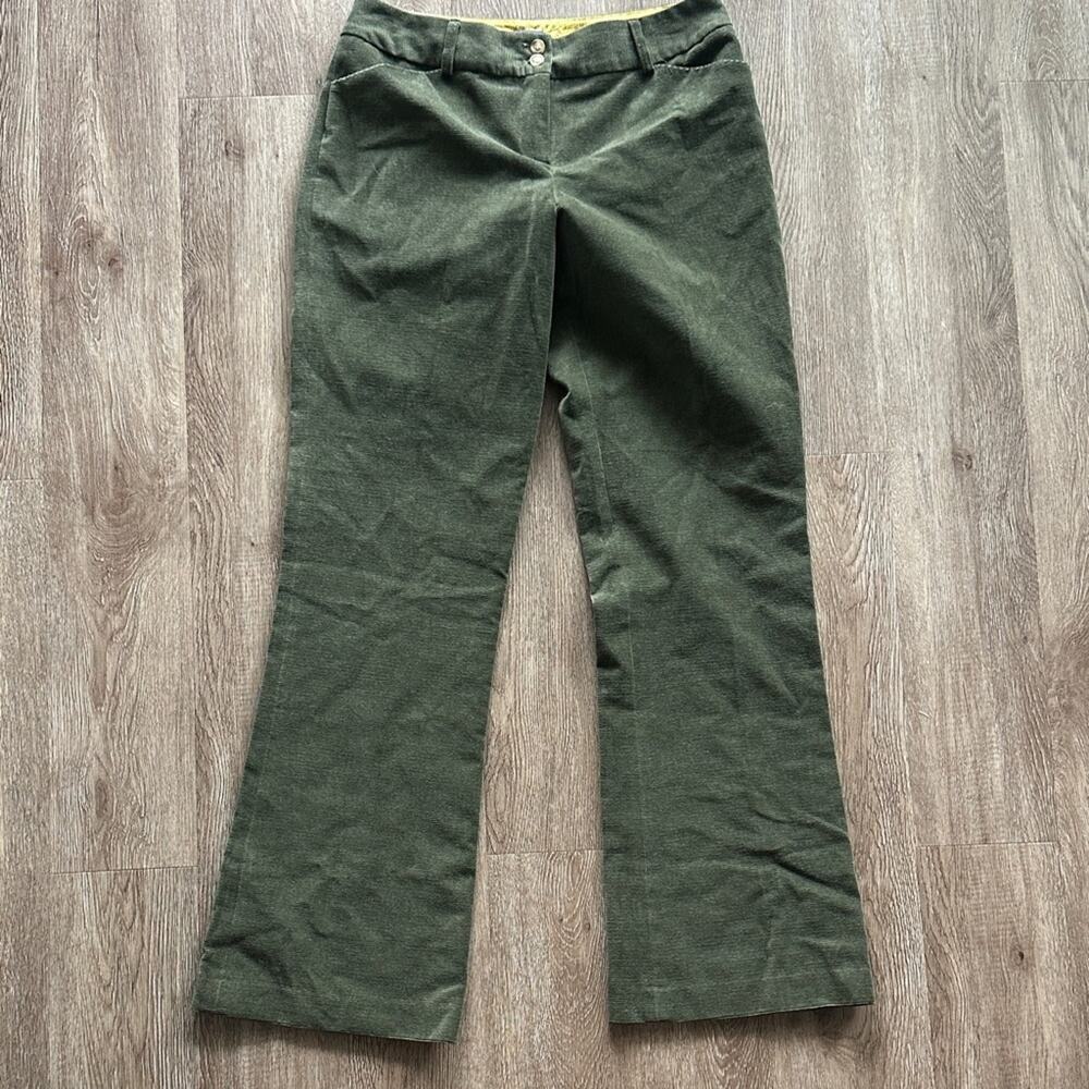 J.McLaughlin Corduroy Straight Leg Pants Green Size 10 Classic Casual